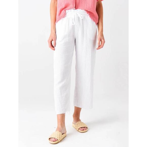 Stark-X Cotton Gauze Billy Pant Pull on Drawstring White SU23-3107xCsol Medium M - Picture 1 of 2